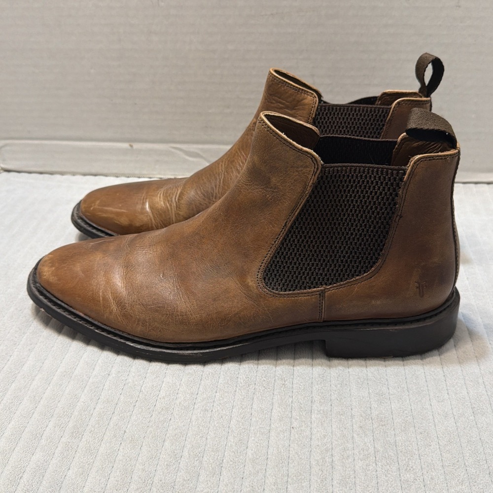 Frye Peyton Mens Size 11.5 Pull On Chelsea Boots Brown Leather Distressed